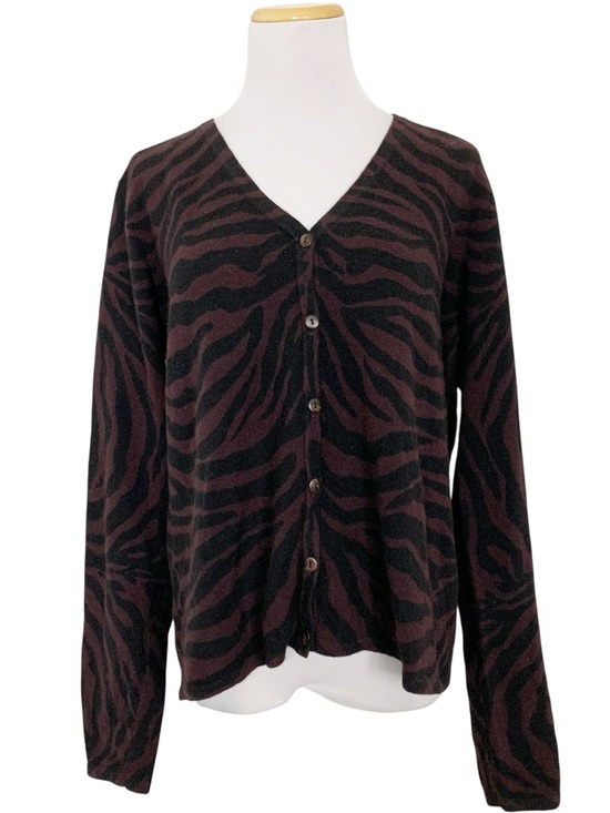 Nina Leonard Sweaters - NWT Nina Leonard Vtg Wool Angora Animal Print Cardigan Sweater Women’s L Brown
